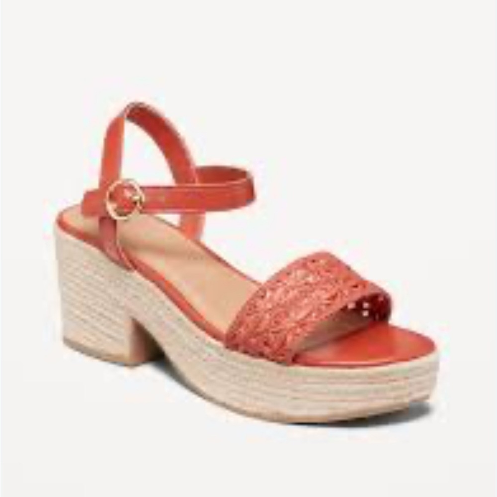 Old Navy Espadrille Platform Sandals Ginger Spice (burnt orange/coral) Size 9